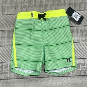 Hurley Kids Green and Yellow Swim Trunks